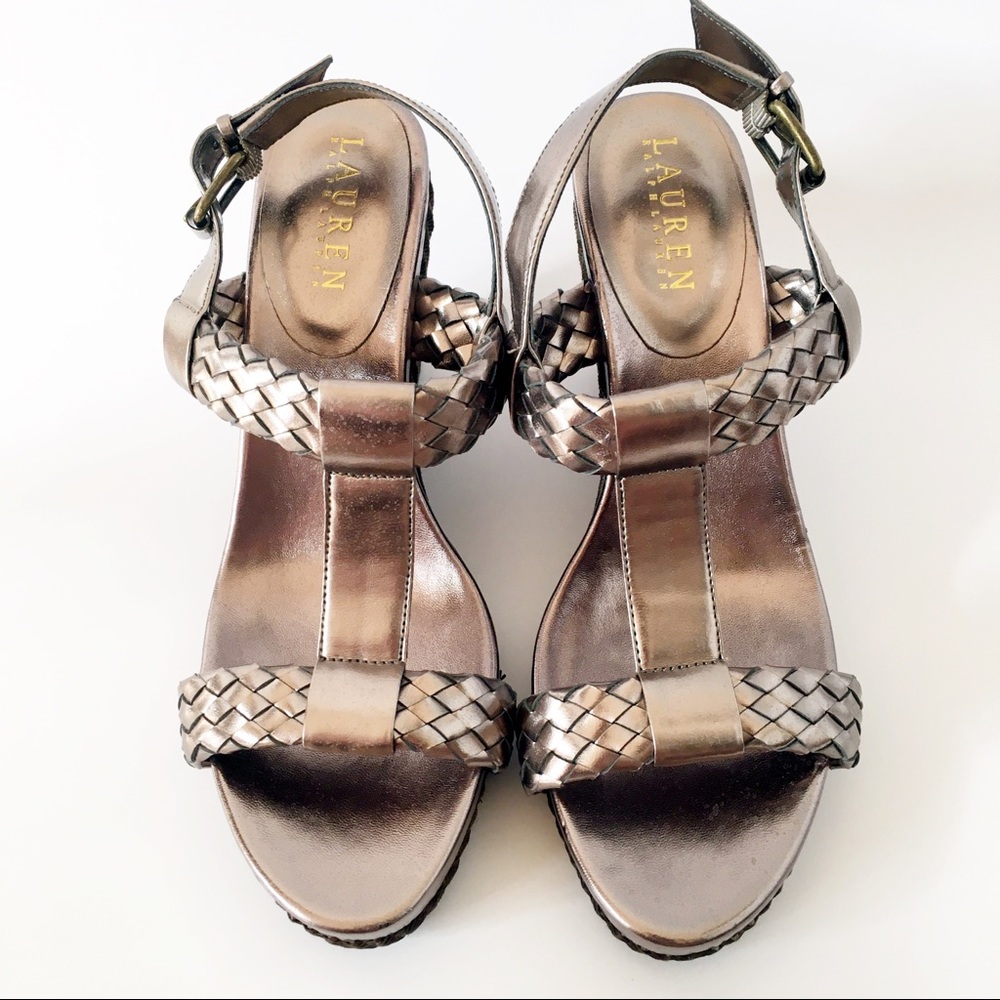 Ralph Lauren Silver Wedge Heels 7.5